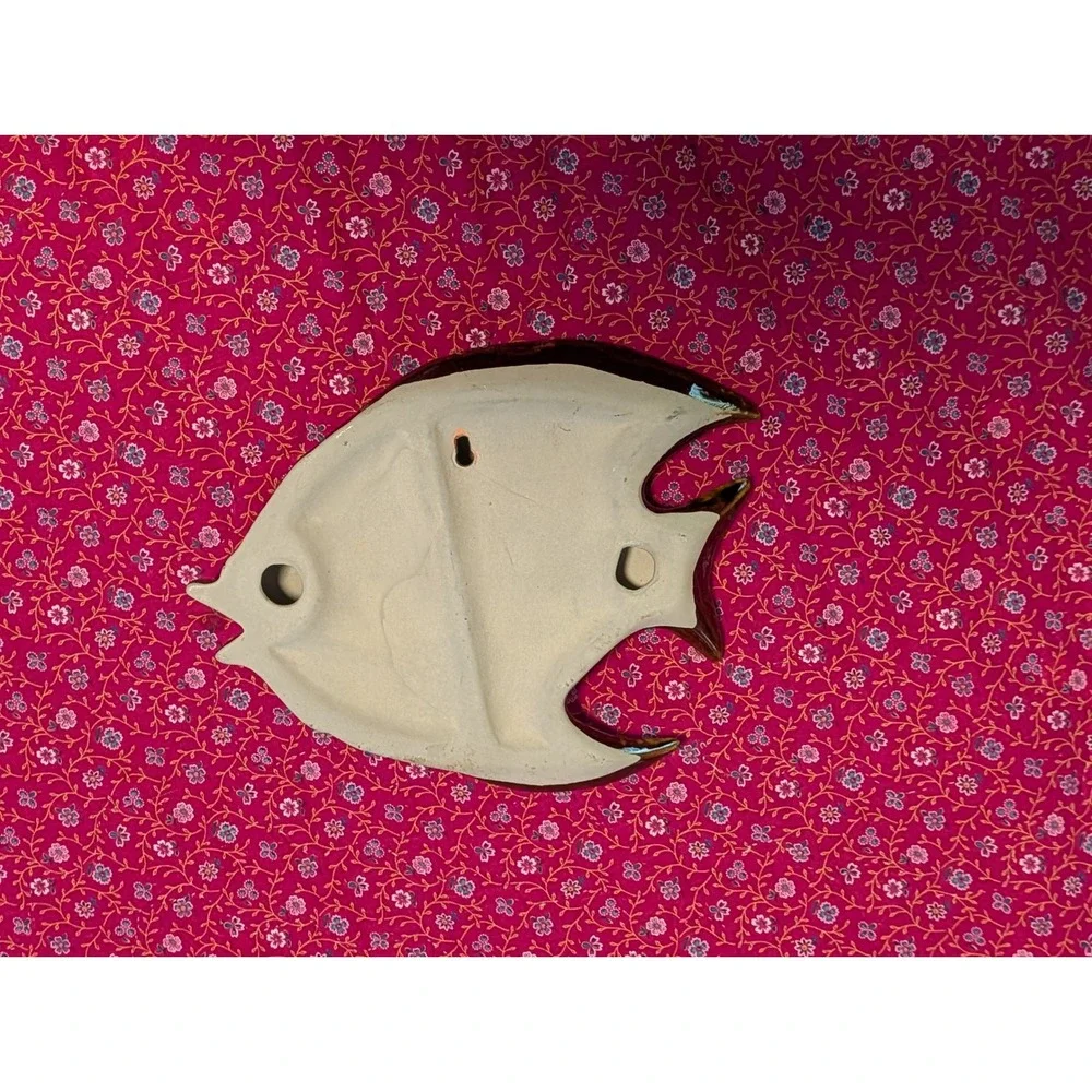 Vintage Ceramic Fish Wall Hanging Plaque Brown Tan Glazed Nautical Coastal Decor